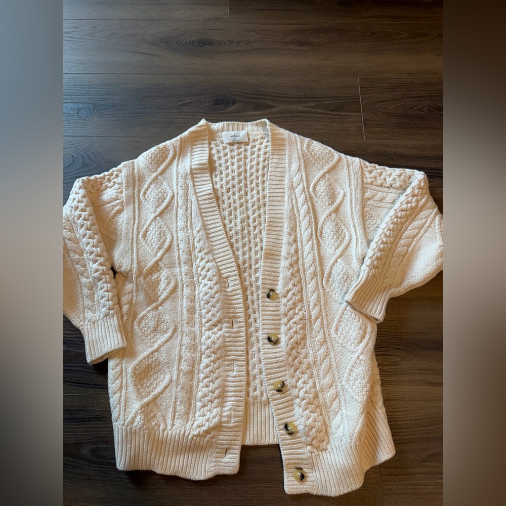 Aritzia Cream Cable Knit Cardigan